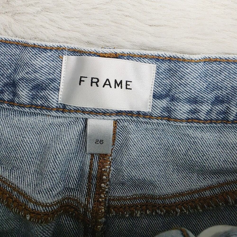 FRAME The Pleated Denim Mini Skirt in Outlaw Blue High End Luxury Jean Skirt 26 - Picture 11 of 16